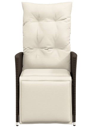 Tuinstoelen 2 st verstelbaar met kussens poly rattan bruin