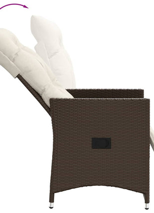 Tuinstoelen 2 st verstelbaar met kussens poly rattan bruin