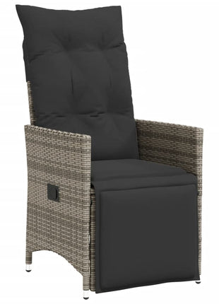 Tuinstoelen 2 st verstelbaar met kussens poly rattan grijs