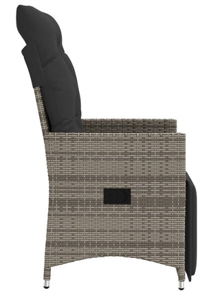 Tuinstoelen 2 st verstelbaar met kussens poly rattan grijs