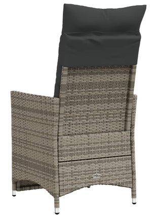 Tuinstoelen 2 st verstelbaar met kussens poly rattan grijs