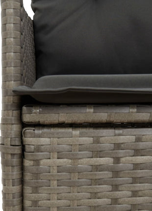 Tuinstoelen 2 st verstelbaar met kussens poly rattan grijs