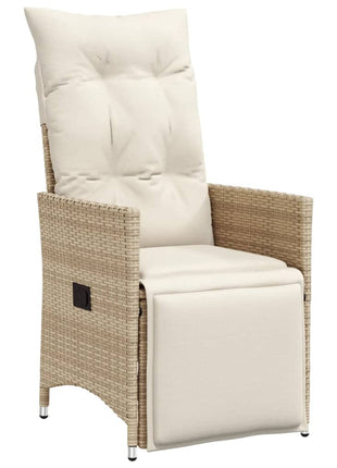 Tuinstoelen 2 st verstelbaar met kussens poly rattan beige