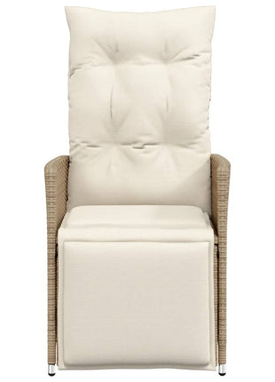 Tuinstoelen 2 st verstelbaar met kussens poly rattan beige