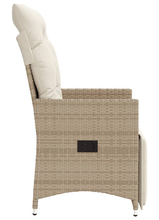 Tuinstoelen 2 st verstelbaar met kussens poly rattan beige