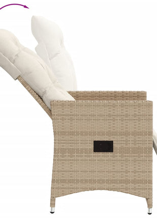 Tuinstoelen 2 st verstelbaar met kussens poly rattan beige