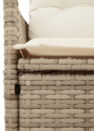 Tuinstoelen 2 st verstelbaar met kussens poly rattan beige