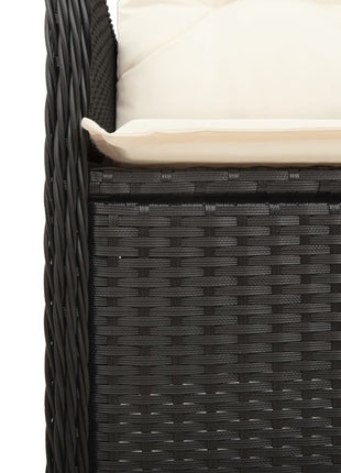 Tuinstoel verstelbaar met kussens poly rattan zwart