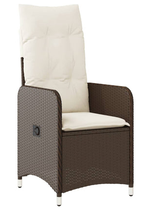 Tuinstoel verstelbaar met kussens poly rattan bruin