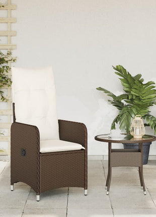 Tuinstoel verstelbaar met kussens poly rattan bruin
