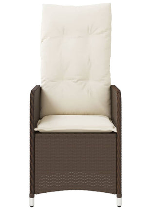 Tuinstoel verstelbaar met kussens poly rattan bruin