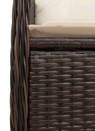 Tuinstoel verstelbaar met kussens poly rattan bruin