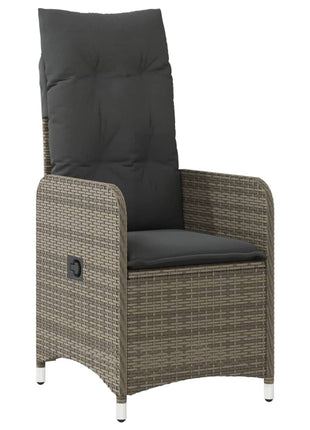 Tuinstoel verstelbaar met kussens poly rattan grijs