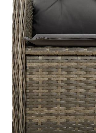 Tuinstoel verstelbaar met kussens poly rattan grijs