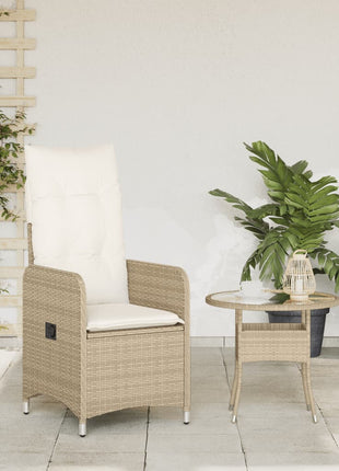 Tuinstoel verstelbaar met kussens poly rattan beige