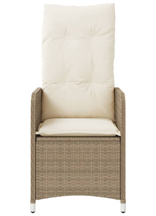 Tuinstoel verstelbaar met kussens poly rattan beige