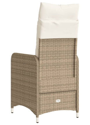 Tuinstoel verstelbaar met kussens poly rattan beige