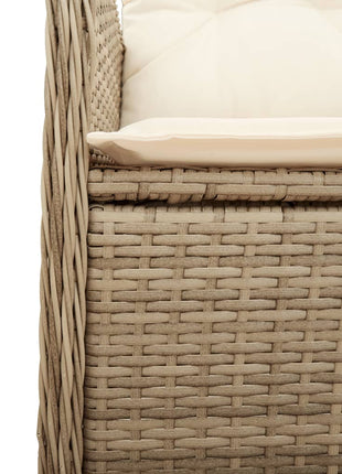 Tuinstoel verstelbaar met kussens poly rattan beige