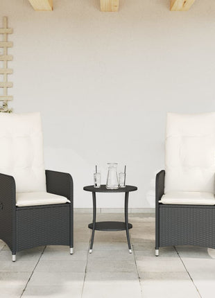 Tuinstoelen 2 st verstelbaar met kussens poly rattan zwart