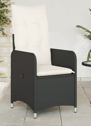 Tuinstoelen 2 st verstelbaar met kussens poly rattan zwart