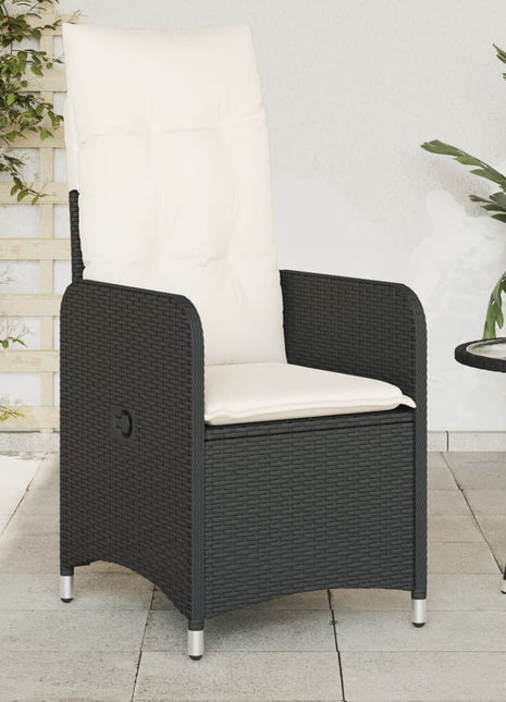 Tuinstoelen 2 st verstelbaar met kussens poly rattan zwart