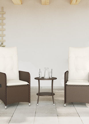 Tuinstoelen 2 st verstelbaar met kussens poly rattan bruin