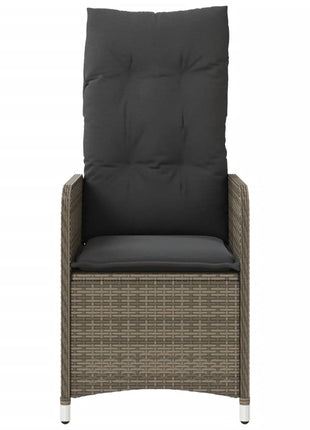 Tuinstoelen 2 st verstelbaar met kussens poly rattan grijs