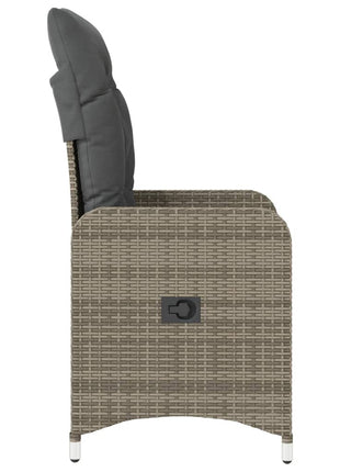Tuinstoelen 2 st verstelbaar met kussens poly rattan grijs