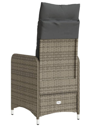 Tuinstoelen 2 st verstelbaar met kussens poly rattan grijs