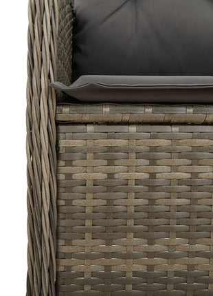 Tuinstoelen 2 st verstelbaar met kussens poly rattan grijs