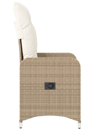 Tuinstoelen 2 st verstelbaar met kussens poly rattan beige