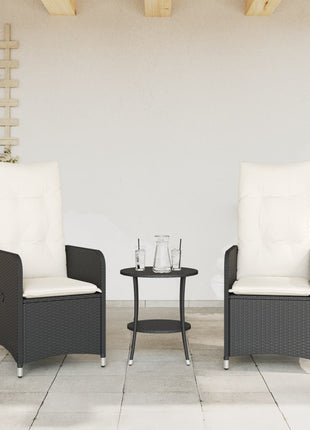 Tuinstoelen 2 st verstelbaar met tafel poly rattan zwart