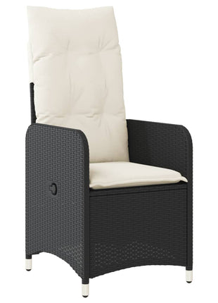 Tuinstoelen 2 st verstelbaar met tafel poly rattan zwart