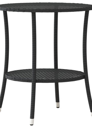 Tuinstoelen 2 st verstelbaar met tafel poly rattan zwart