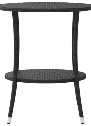Tuinstoelen 2 st verstelbaar met tafel poly rattan zwart