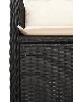Tuinstoelen 2 st verstelbaar met tafel poly rattan zwart