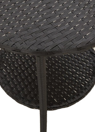 Tuinstoelen 2 st verstelbaar met tafel poly rattan zwart
