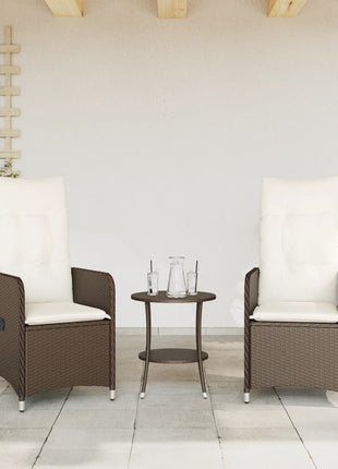 Tuinstoelen 2 st verstelbaar met tafel poly rattan bruin