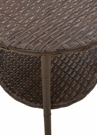 Tuinstoelen 2 st verstelbaar met tafel poly rattan bruin