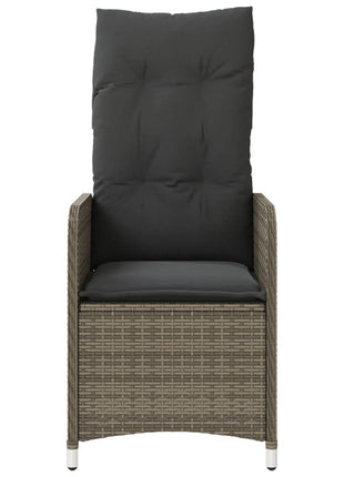 Tuinstoelen 2 st verstelbaar met tafel poly rattan grijs