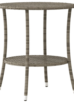 Tuinstoelen 2 st verstelbaar met tafel poly rattan grijs