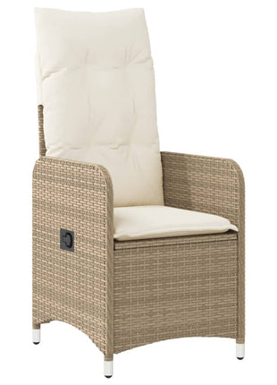 Tuinstoelen 2 st verstelbaar met tafel poly rattan beige
