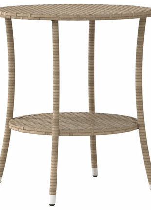Tuinstoelen 2 st verstelbaar met tafel poly rattan beige