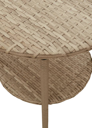Tuinstoelen 2 st verstelbaar met tafel poly rattan beige