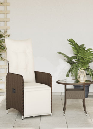 Tuinstoel verstelbaar met kussens poly rattan bruin
