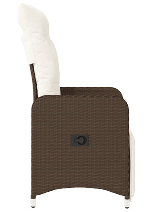 Tuinstoel verstelbaar met kussens poly rattan bruin