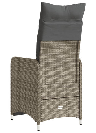Tuinstoel verstelbaar met kussens poly rattan grijs