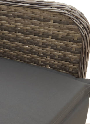 Tuinstoel verstelbaar met kussens poly rattan grijs