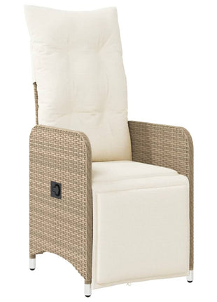 Tuinstoel verstelbaar met kussens poly rattan beige