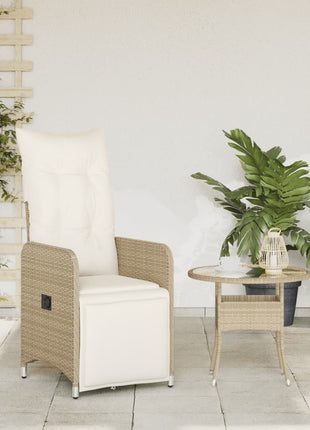 Tuinstoel verstelbaar met kussens poly rattan beige